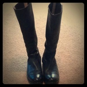 Frye Molly Gore Womens 8 B Tall Blk Leather Boots